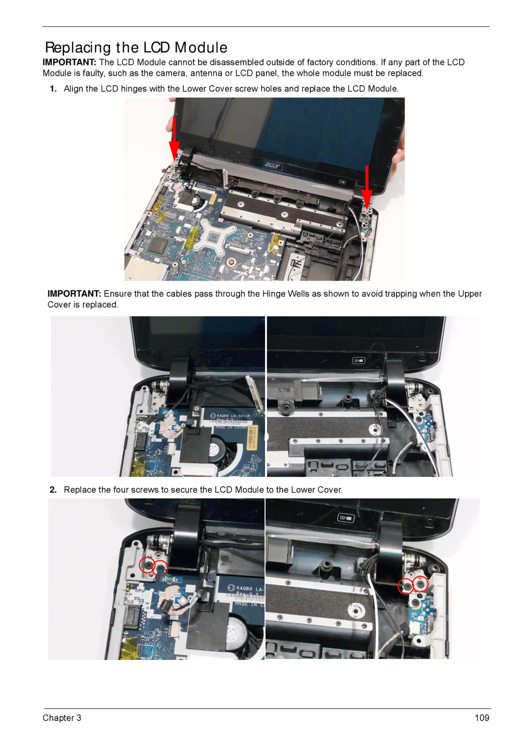 Acer 5940G manual Replacing the LCD Module 