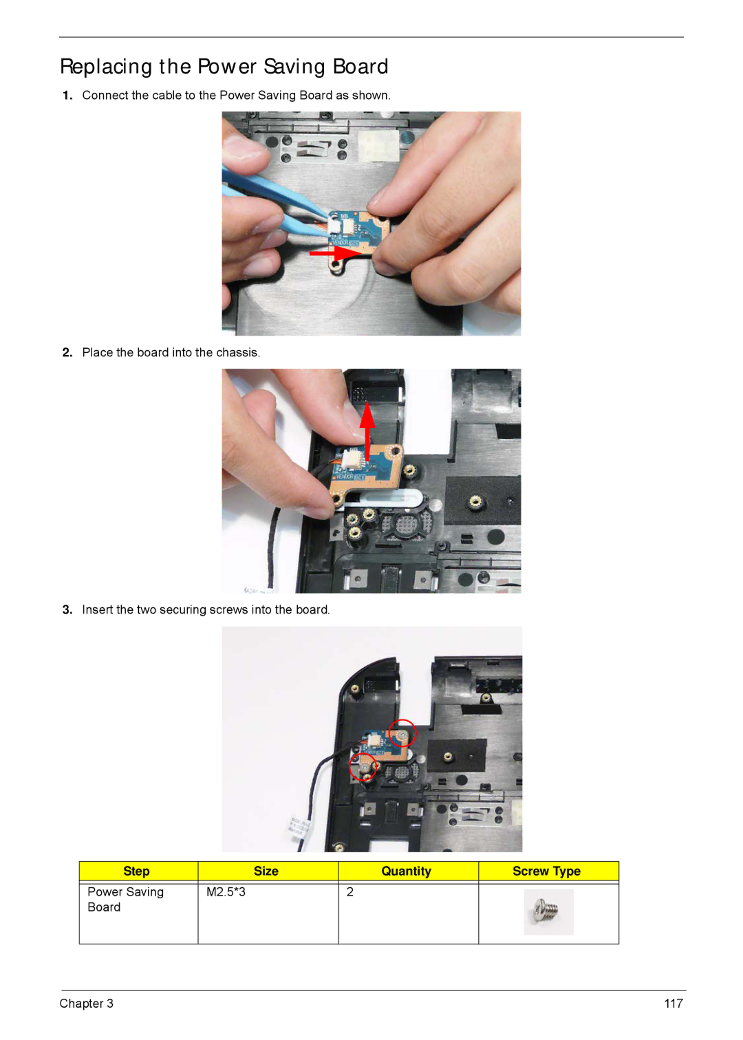 Acer 5940G manual Replacing the Power Saving Board 