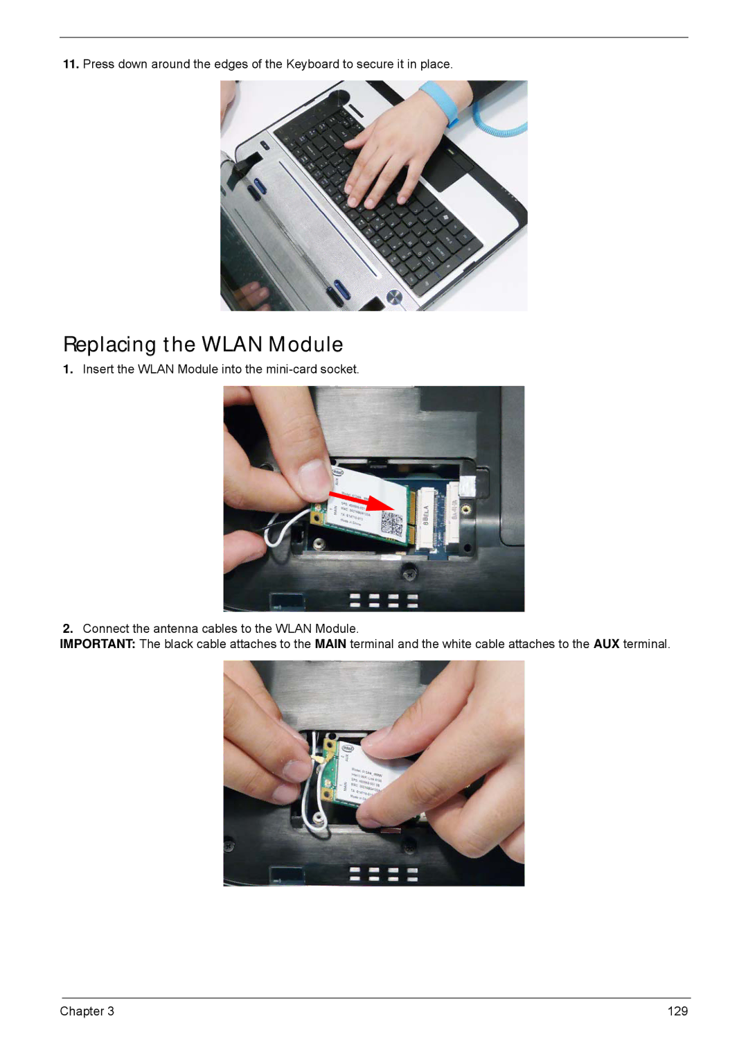 Acer 5940G manual Replacing the Wlan Module 