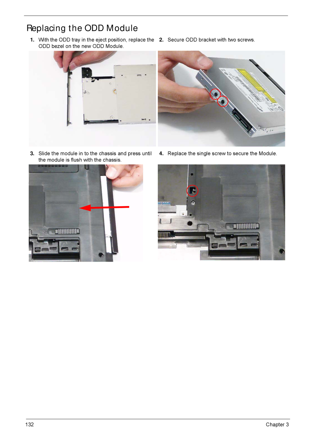 Acer 5940G manual Replacing the ODD Module 