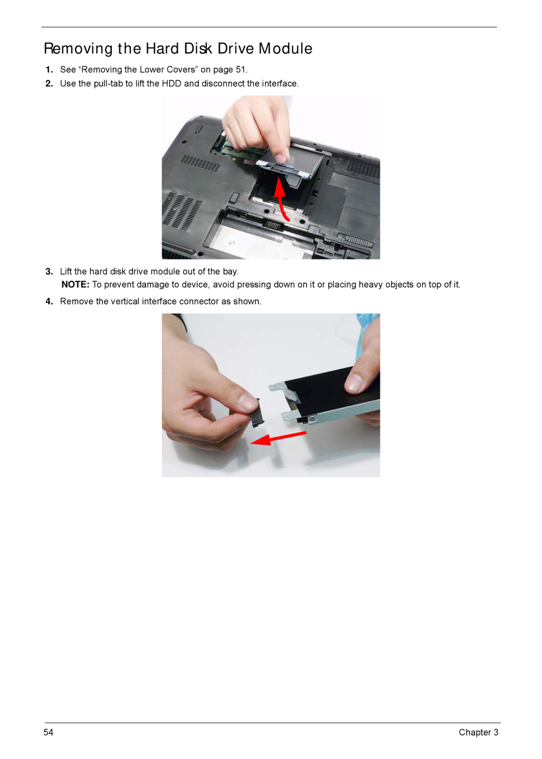 Acer 5940G manual Removing the Hard Disk Drive Module 