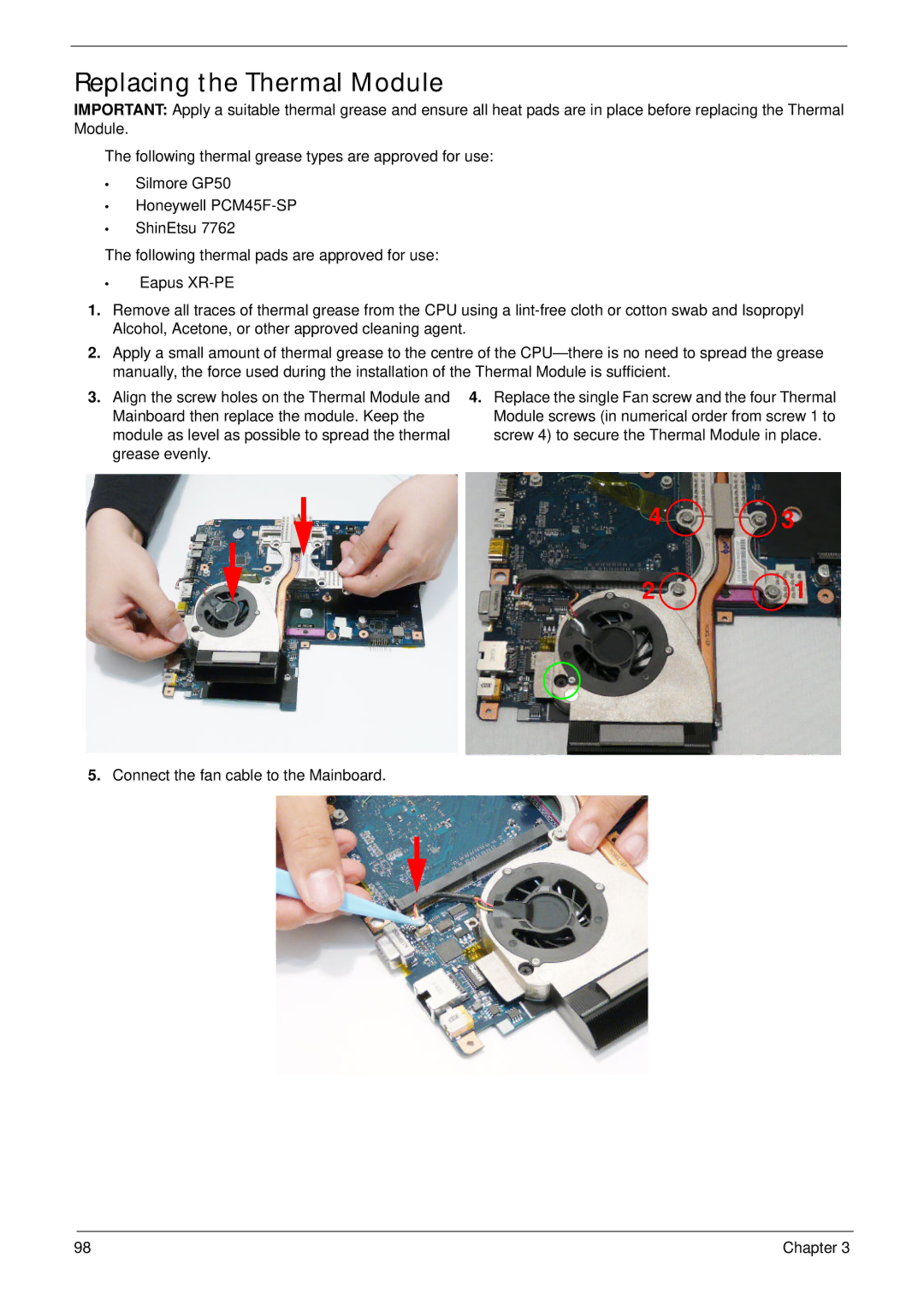 Acer 5942G manual Replacing the Thermal Module 