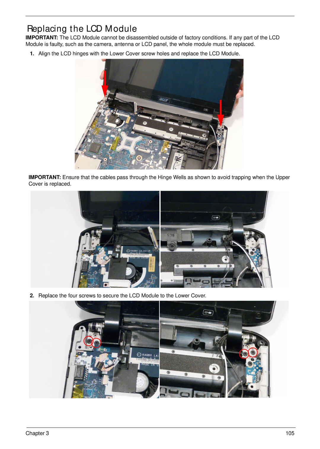 Acer 5942G manual Replacing the LCD Module 