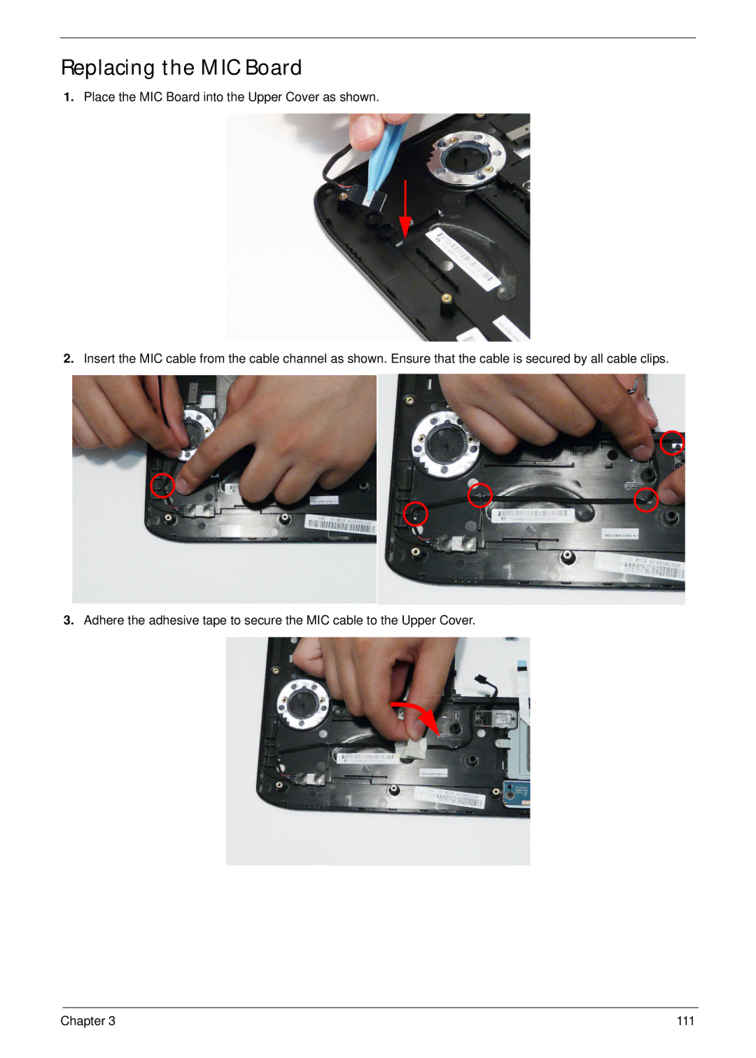 Acer 5942G manual Replacing the MIC Board 