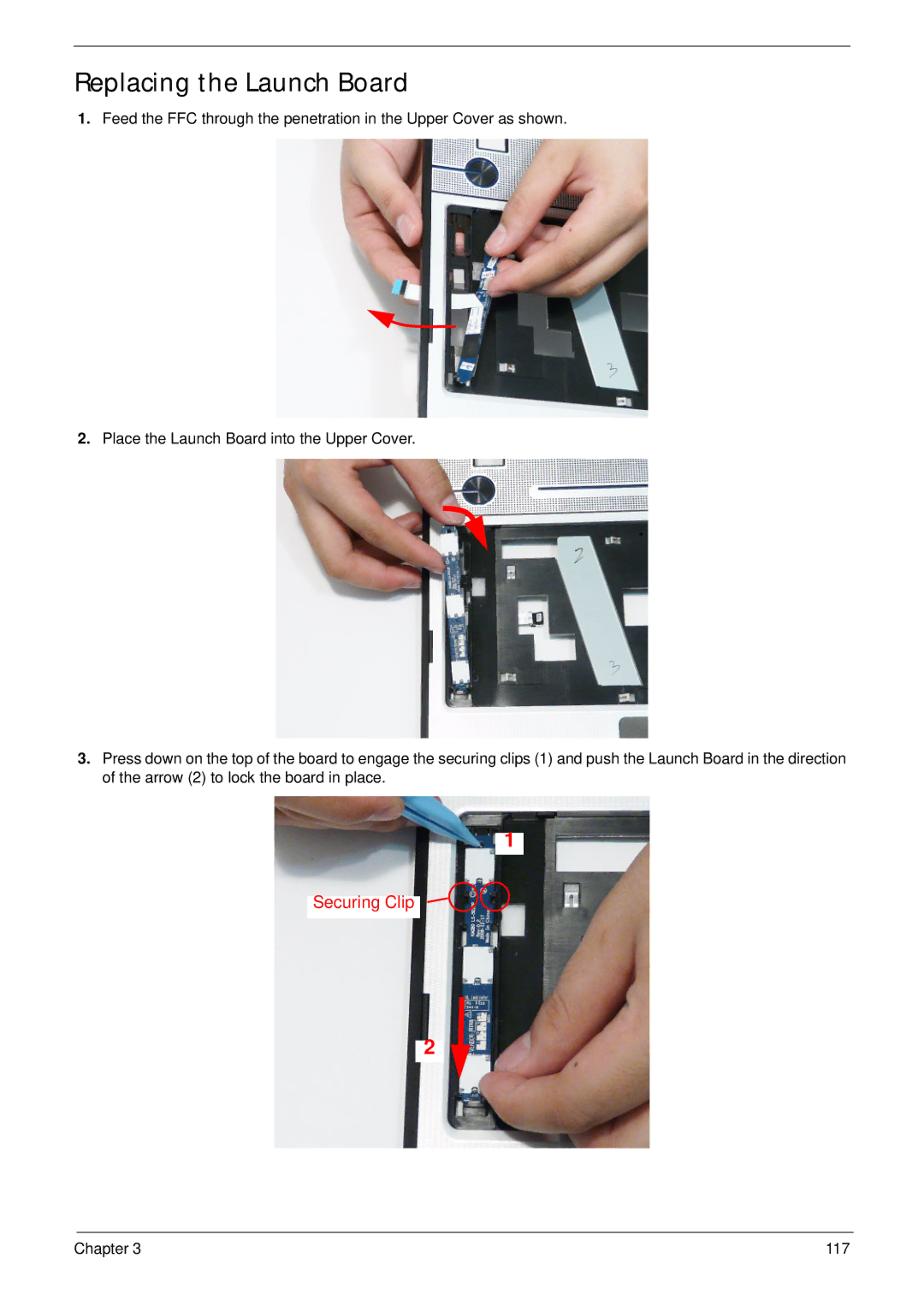 Acer 5942G manual Replacing the Launch Board 