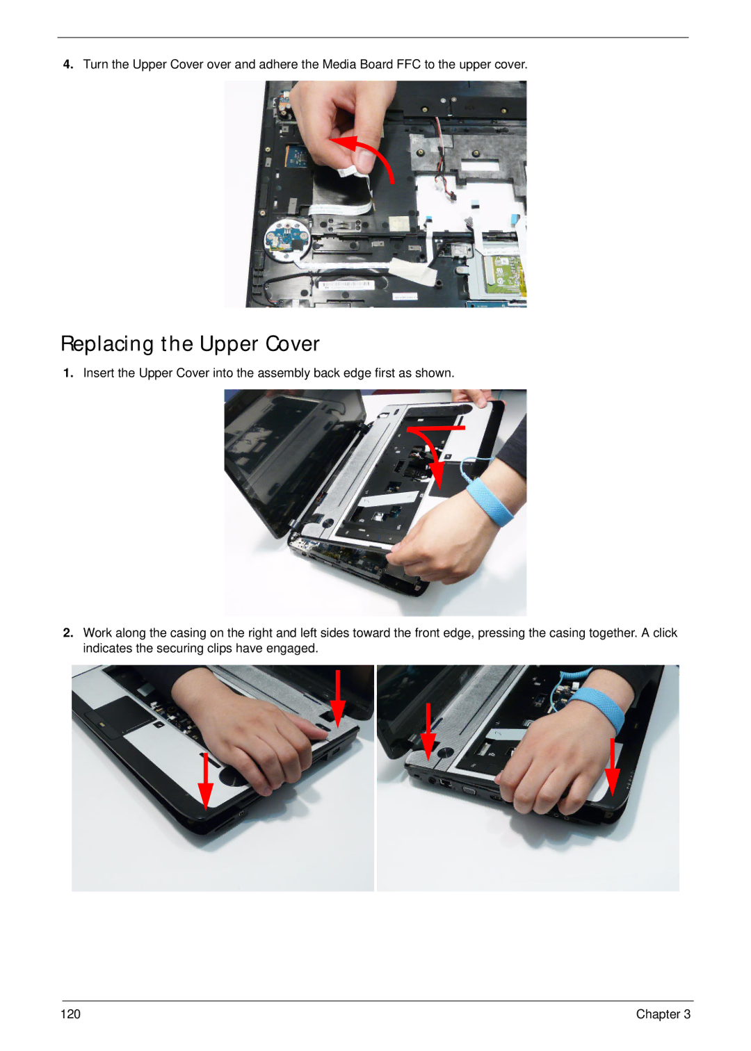 Acer 5942G manual Replacing the Upper Cover 