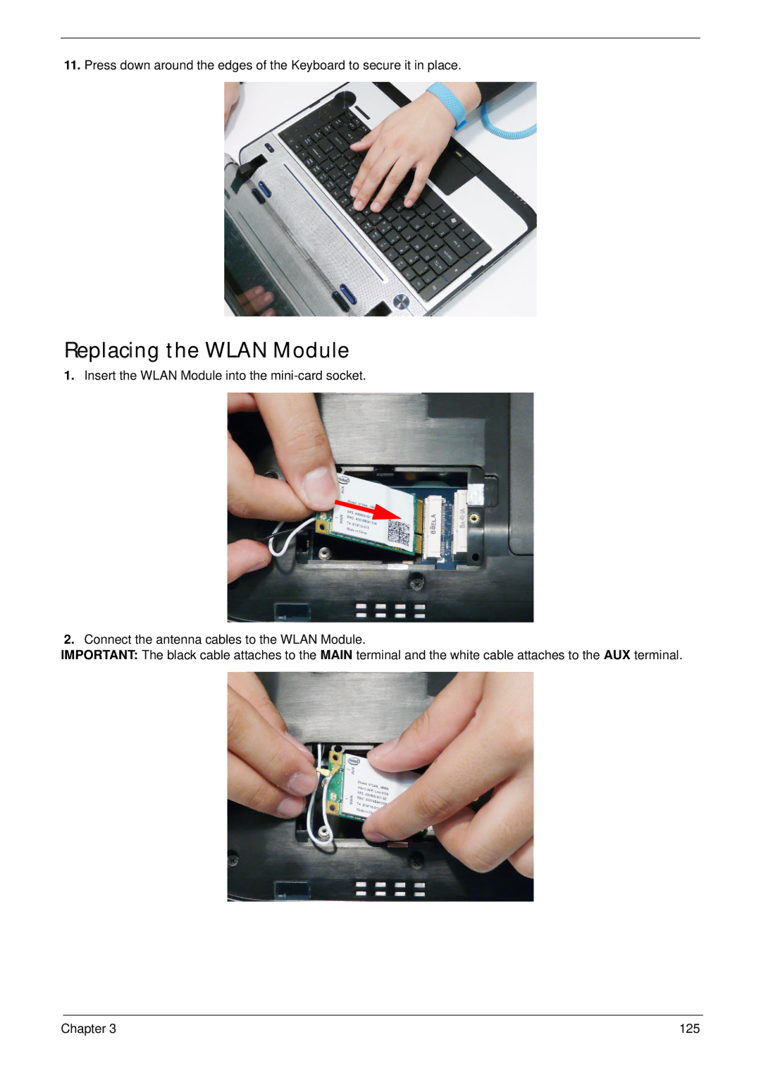 Acer 5942G manual Replacing the Wlan Module 