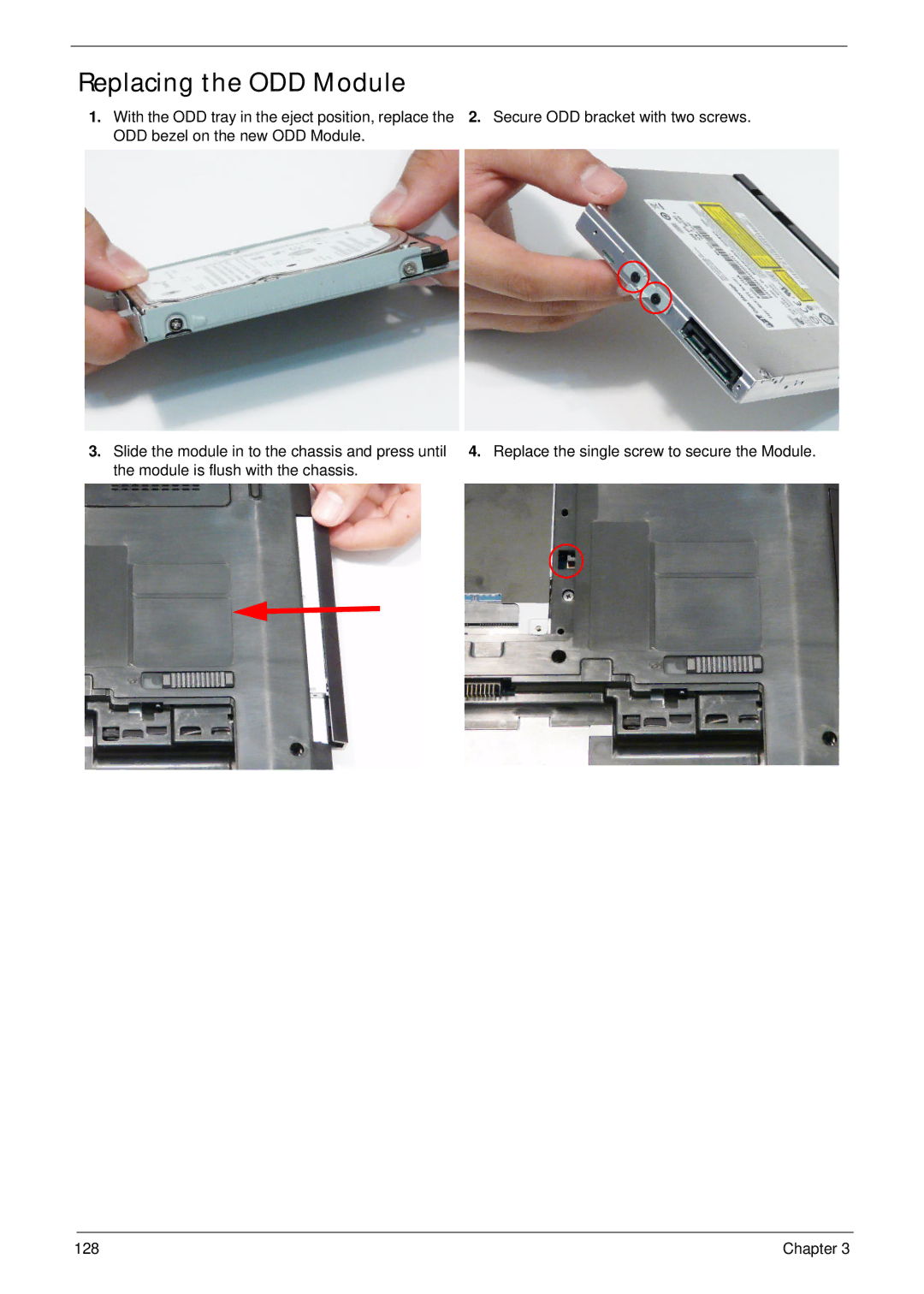 Acer 5942G manual Replacing the ODD Module 