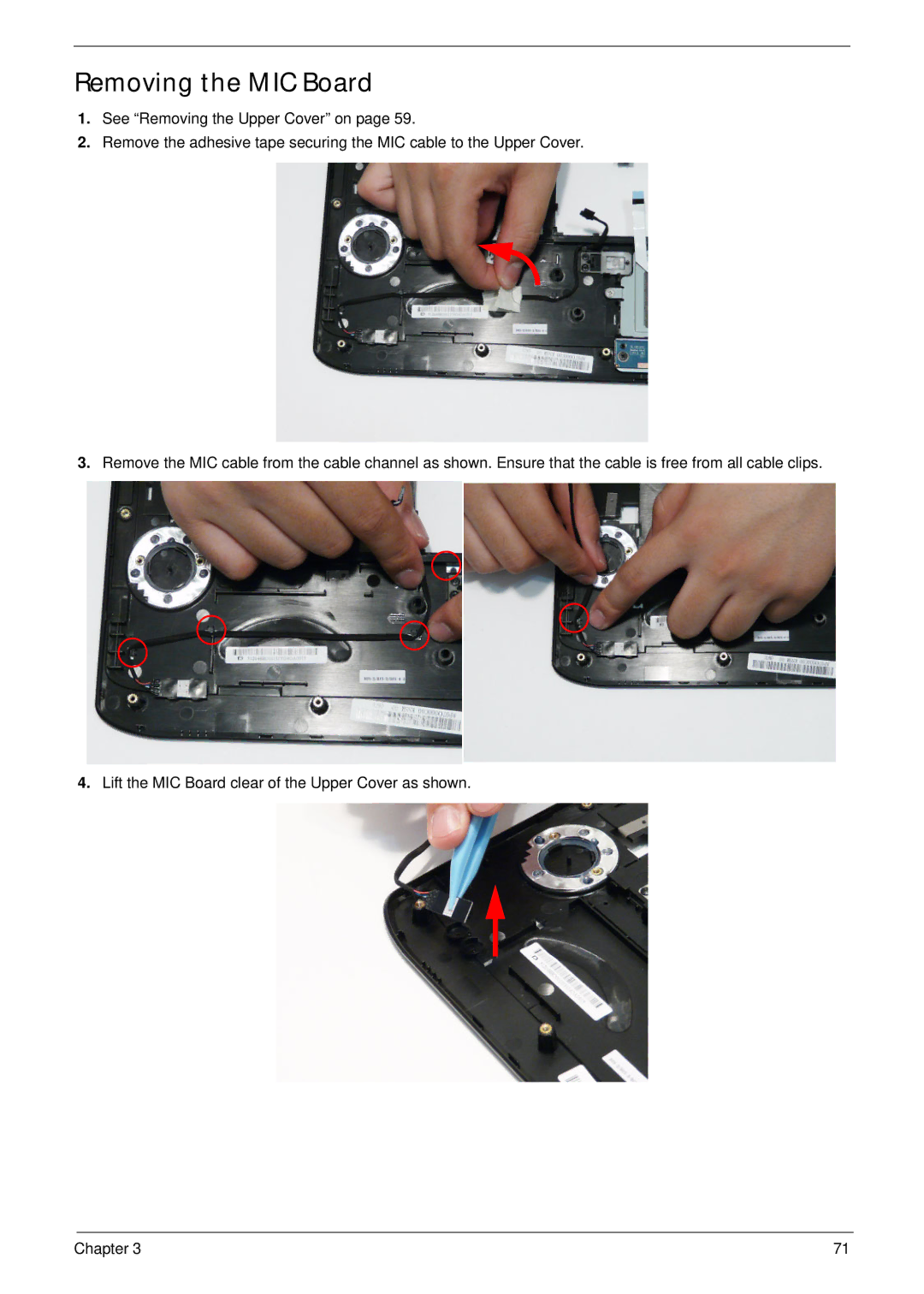 Acer 5942G manual Removing the MIC Board 