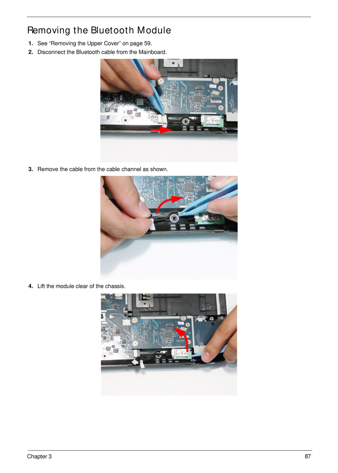 Acer 5942G manual Removing the Bluetooth Module 