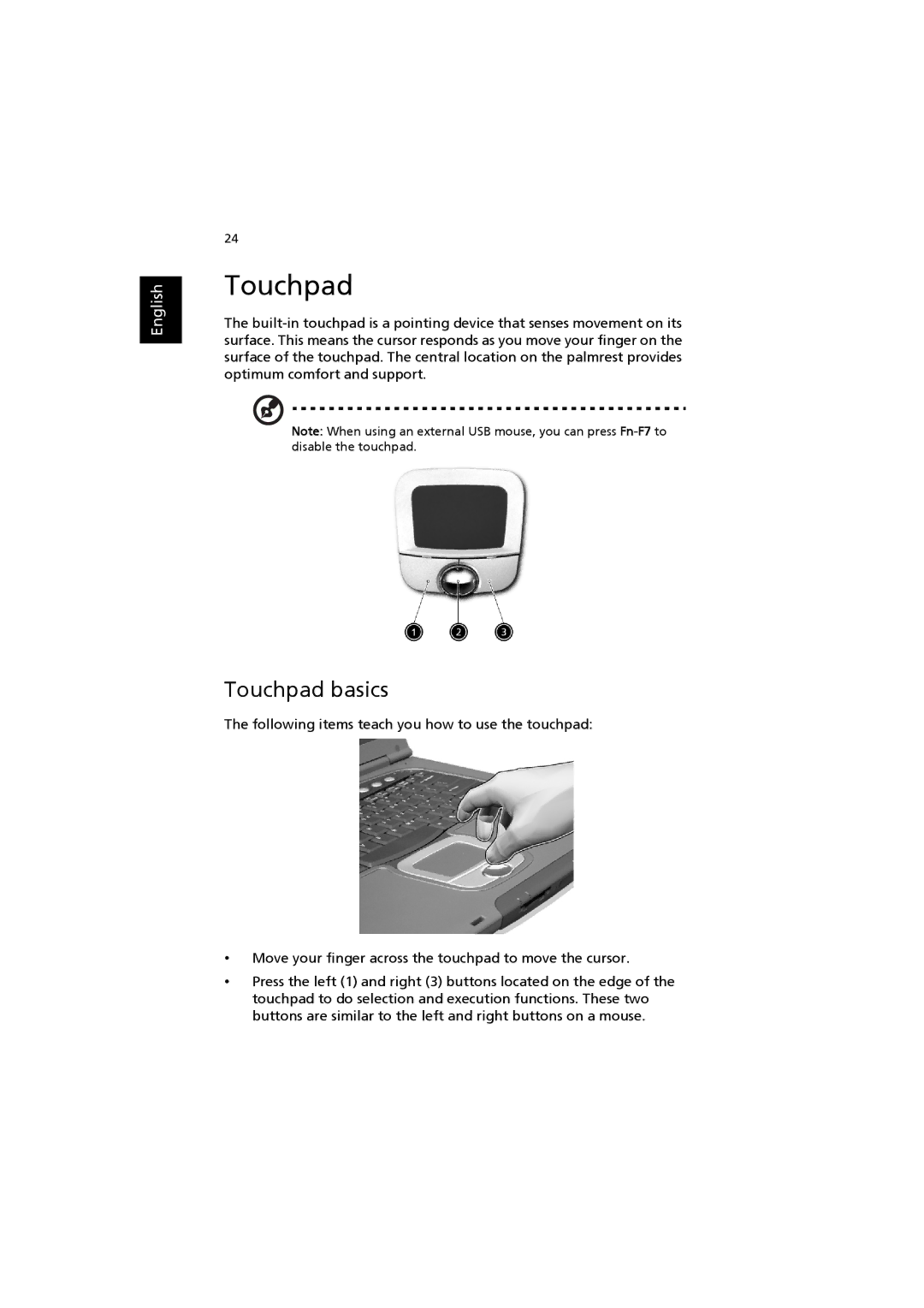 Acer 6000 Series manual Touchpad basics 