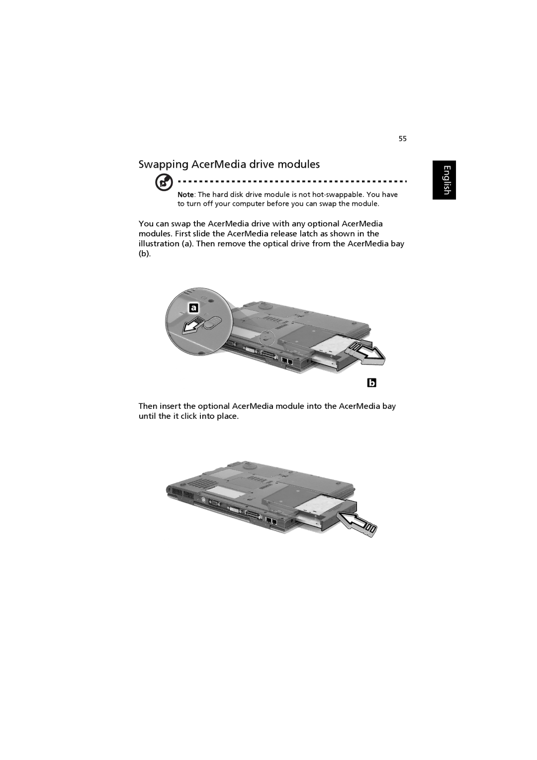 Acer 6000 Series manual Swapping AcerMedia drive modules 