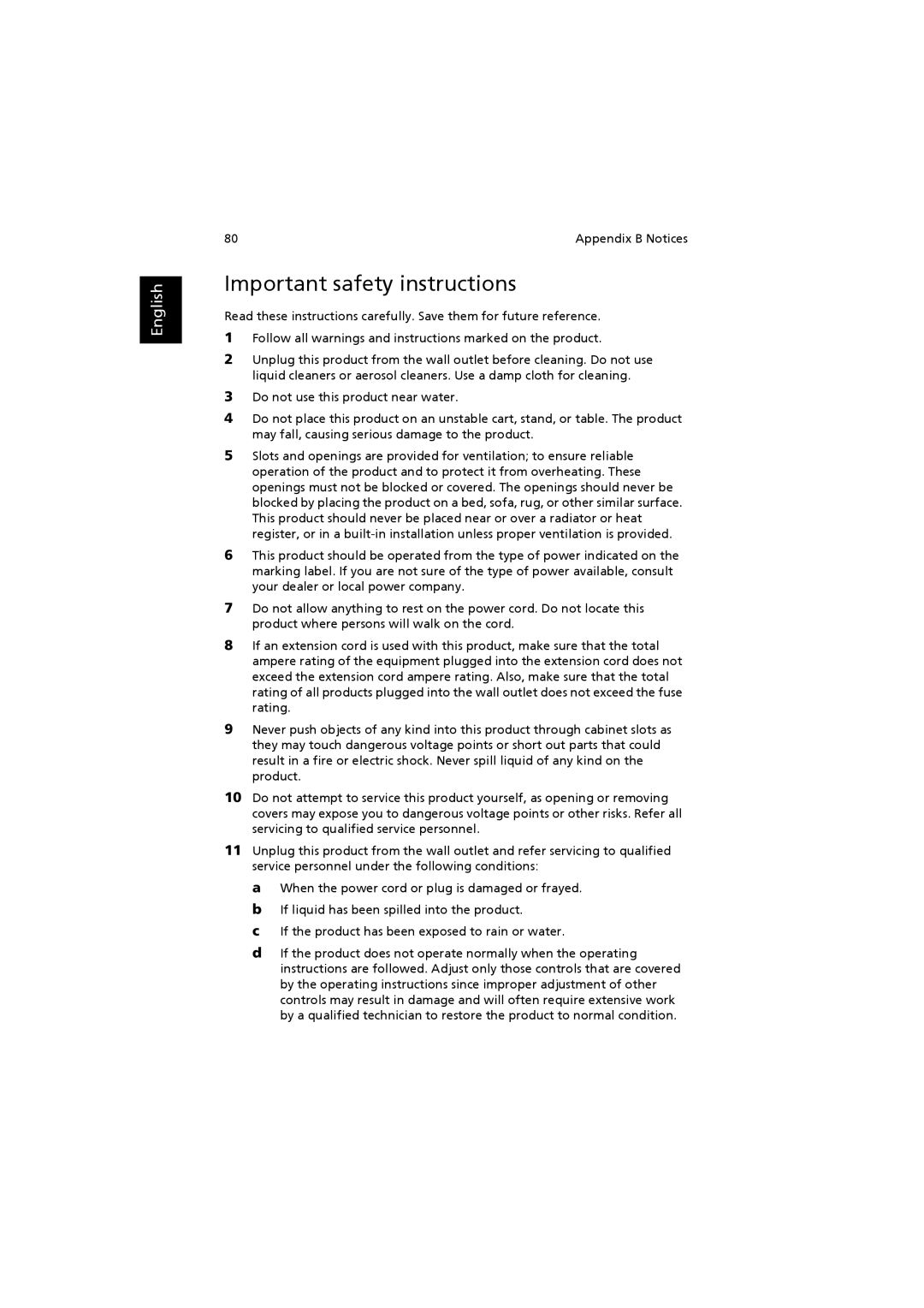 Acer 6000 Series manual Important safety instructions 