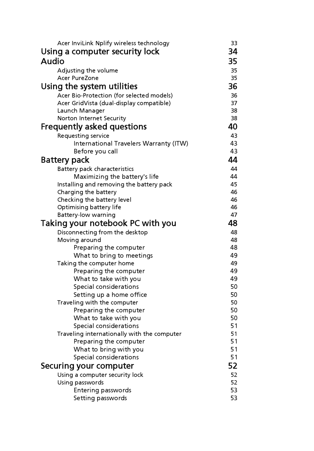 Acer 6292, 6231 manual Using a computer security lock Audio 