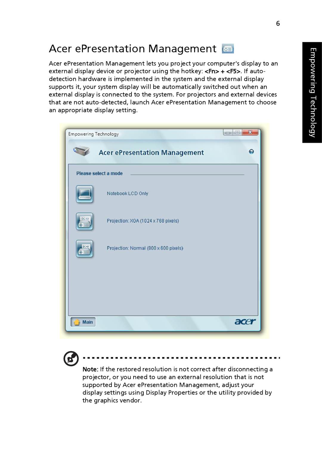 Acer 6231, 6292 manual Acer ePresentation Management 