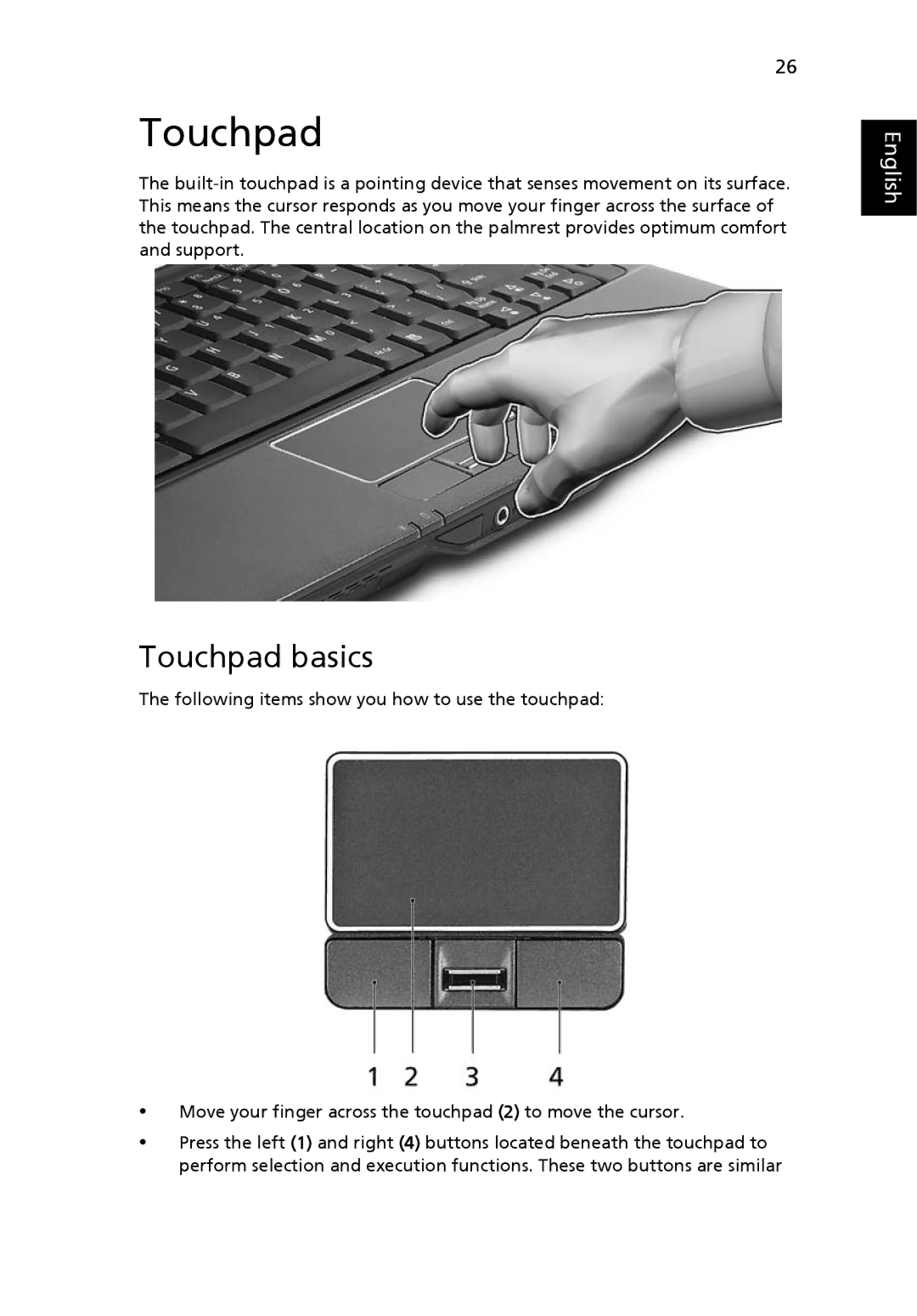 Acer 6231, 6292 manual Touchpad basics 