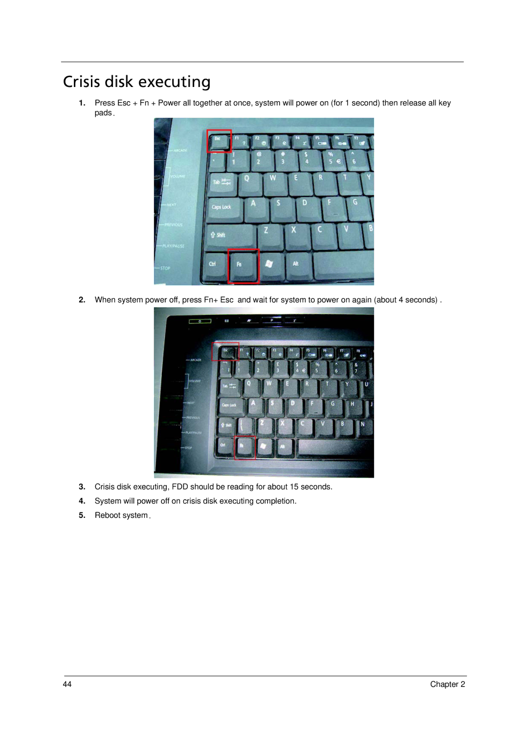 Acer 6293 manual Crisis disk executing 