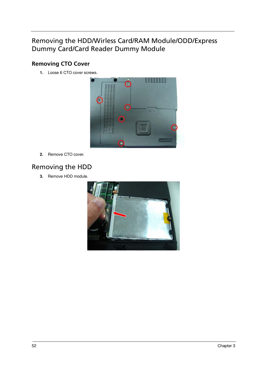 Acer 6293 manual Removing the HDD 