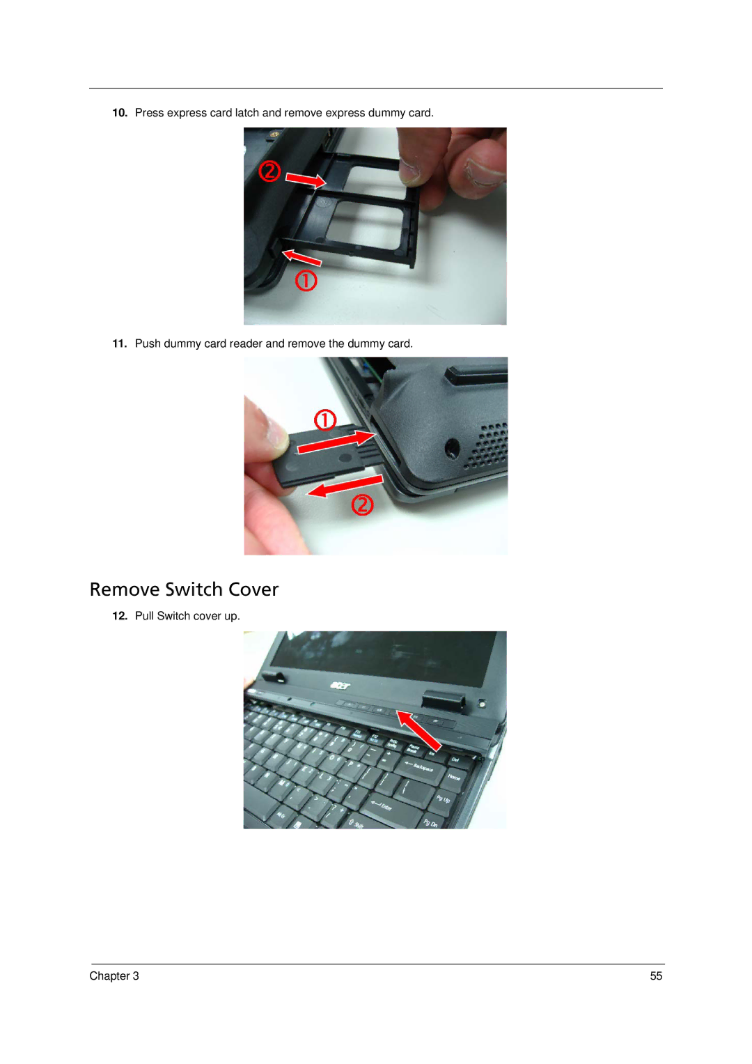 Acer 6293 manual Remove Switch Cover 