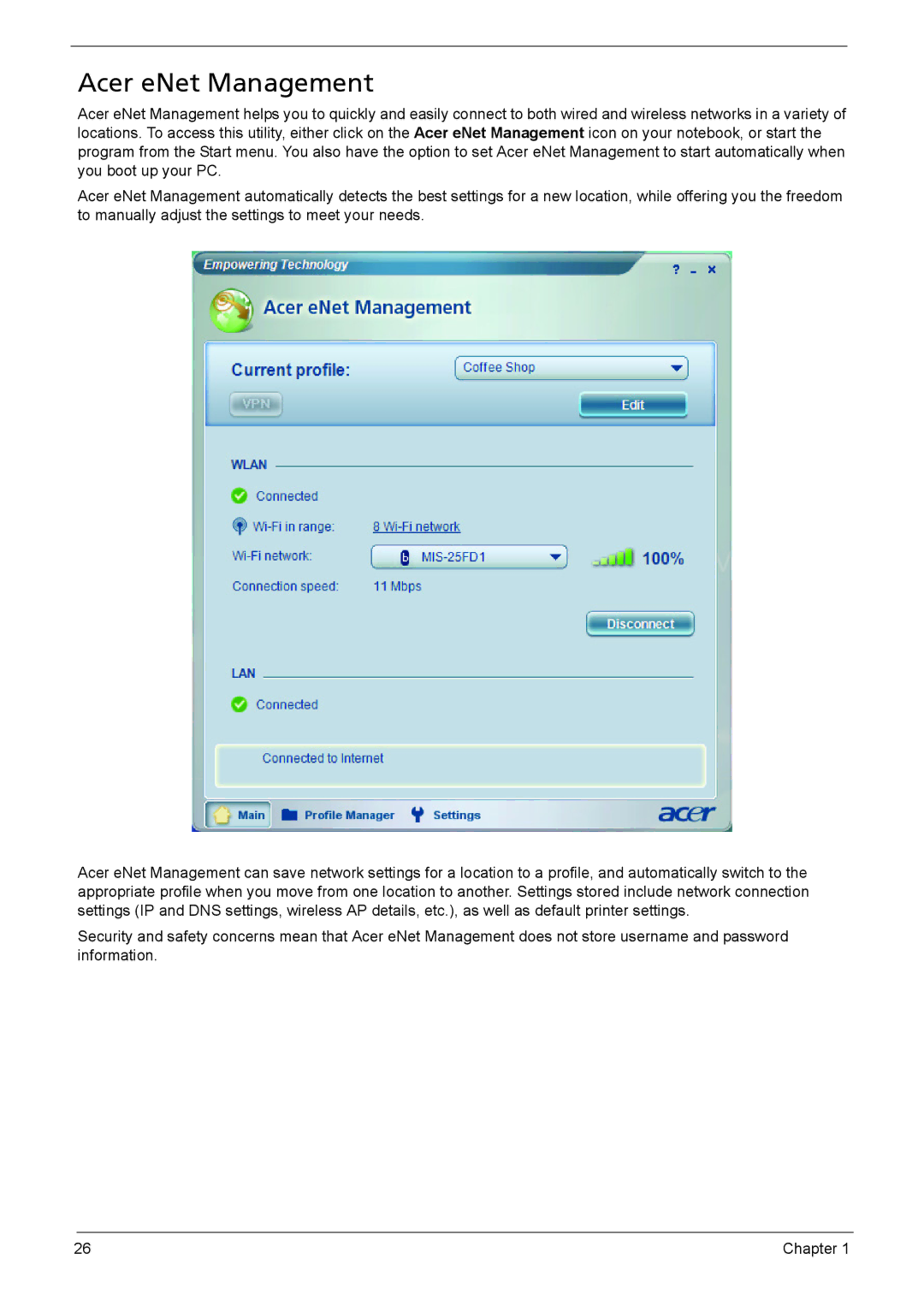 Acer 6410, 6460 manual Acer eNet Management 