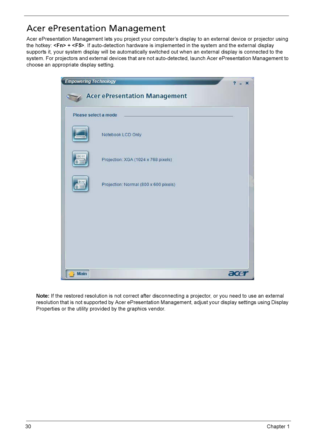 Acer 6410, 6460 manual Acer ePresentation Management 