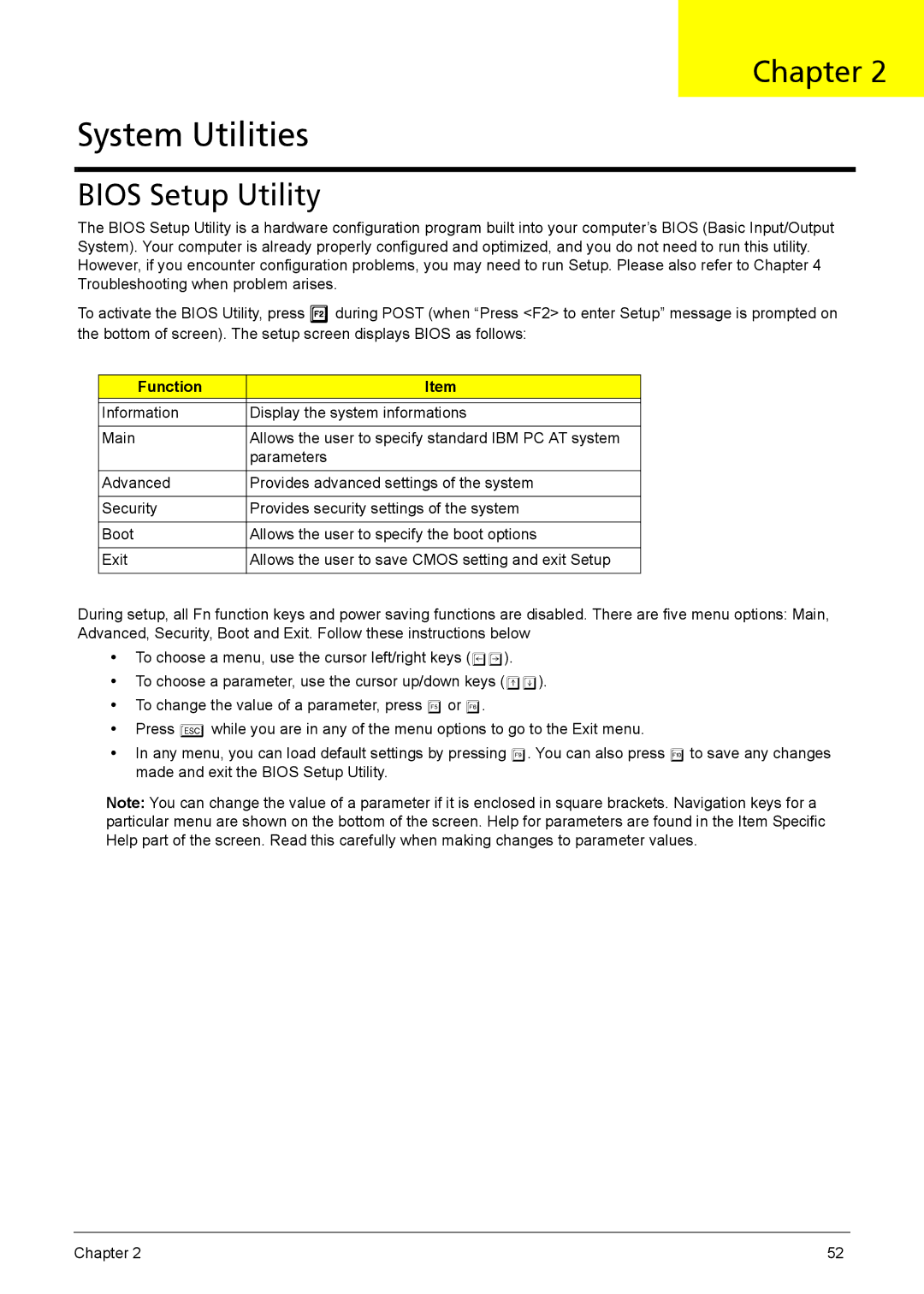 Acer 6410, 6460 manual System Utilities, Bios Setup Utility 