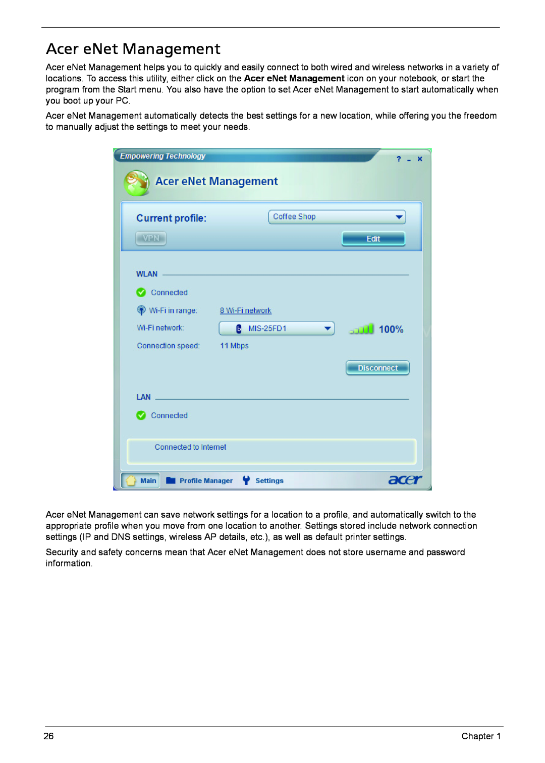 Acer 6410, 6460 manual Acer eNet Management 
