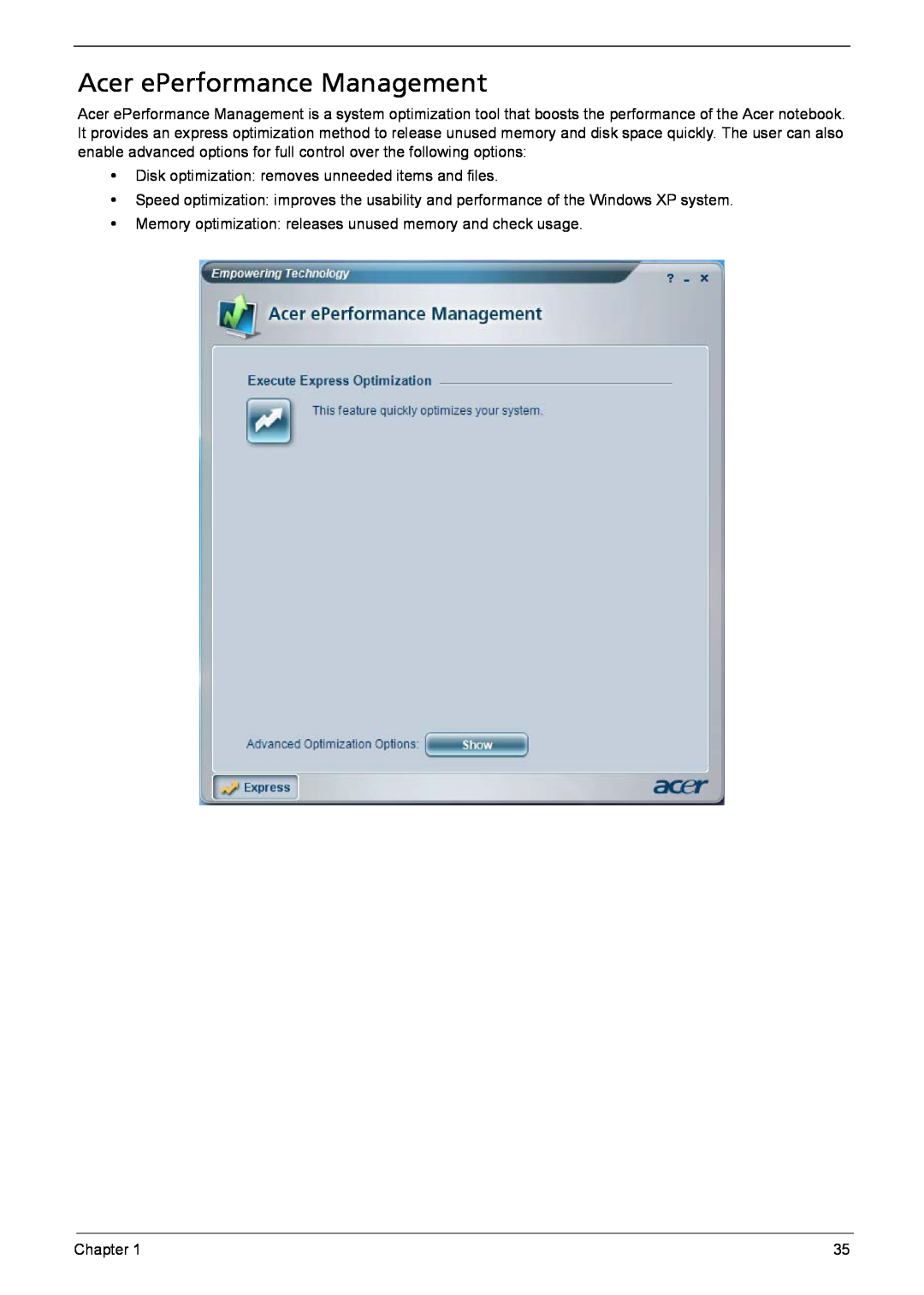 Acer 6460, 6410 manual Acer ePerformance Management 