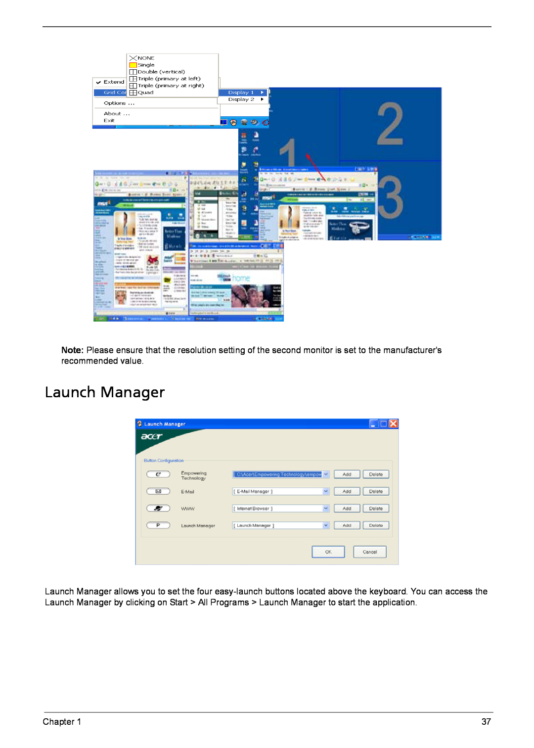 Acer 6460, 6410 manual Launch Manager 