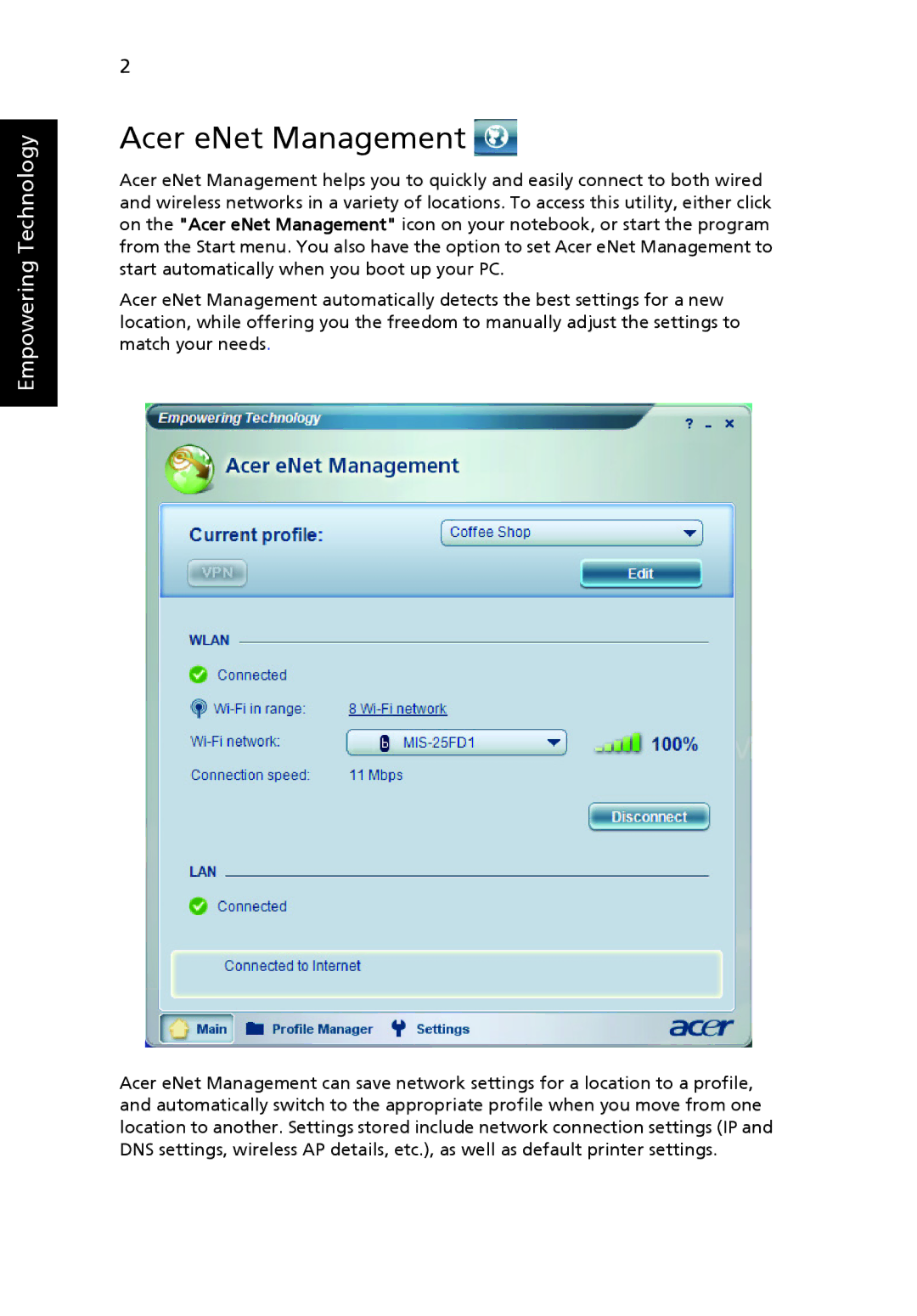 Acer 6460 Series, 6410 Series manual Acer eNet Management 