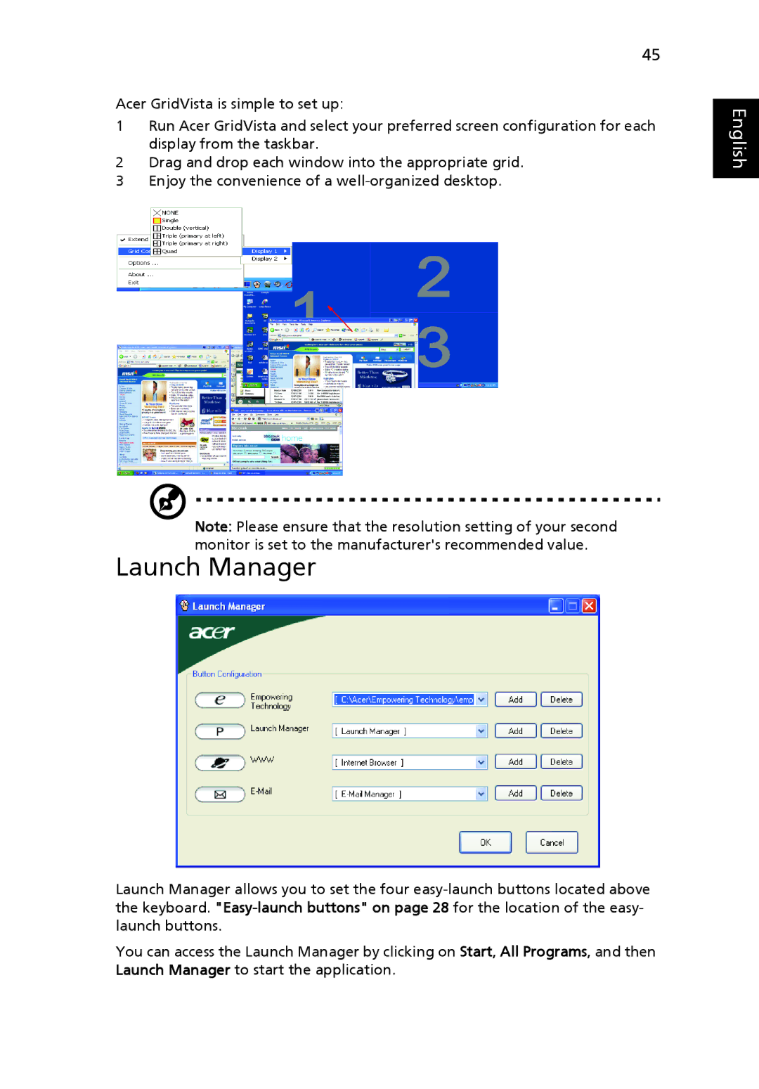 Acer 6410 Series, 6460 Series manual Launch Manager 