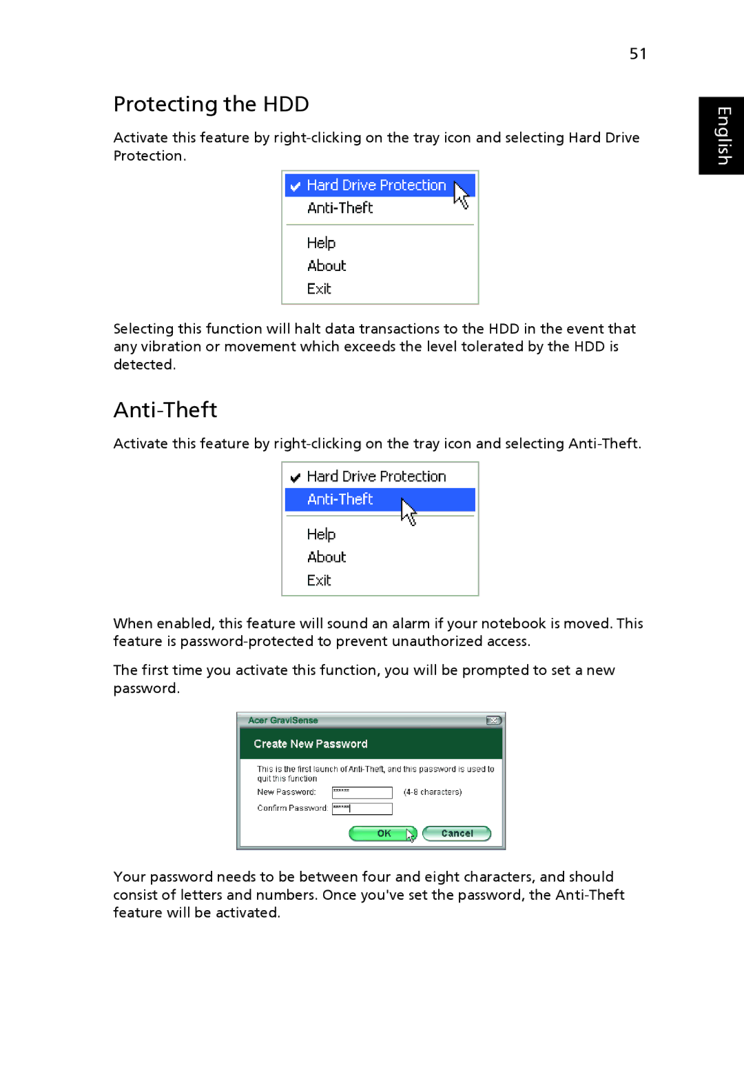 Acer 6410 Series, 6460 Series manual Protecting the HDD, Anti-Theft 