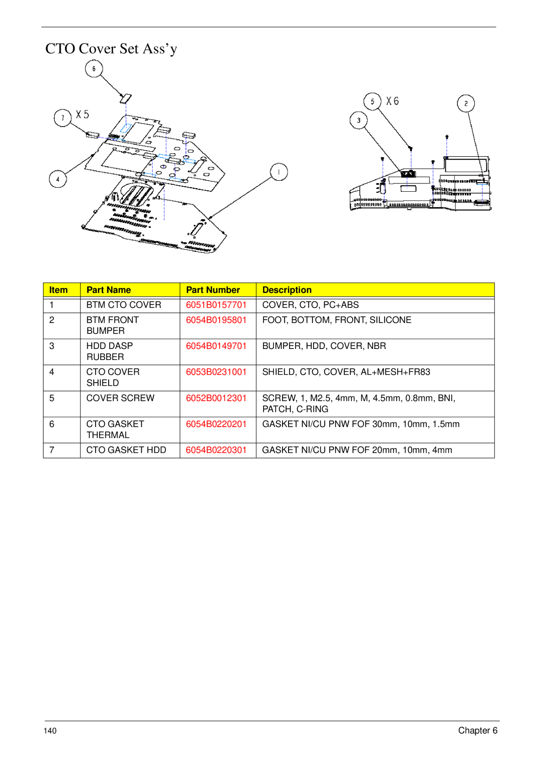 Acer 6492 manual CTO Cover Set Ass’y 