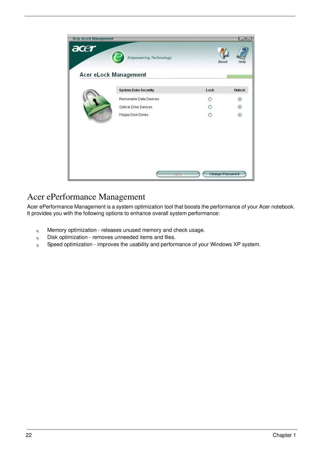 Acer 6492 manual Acer ePerformance Management 