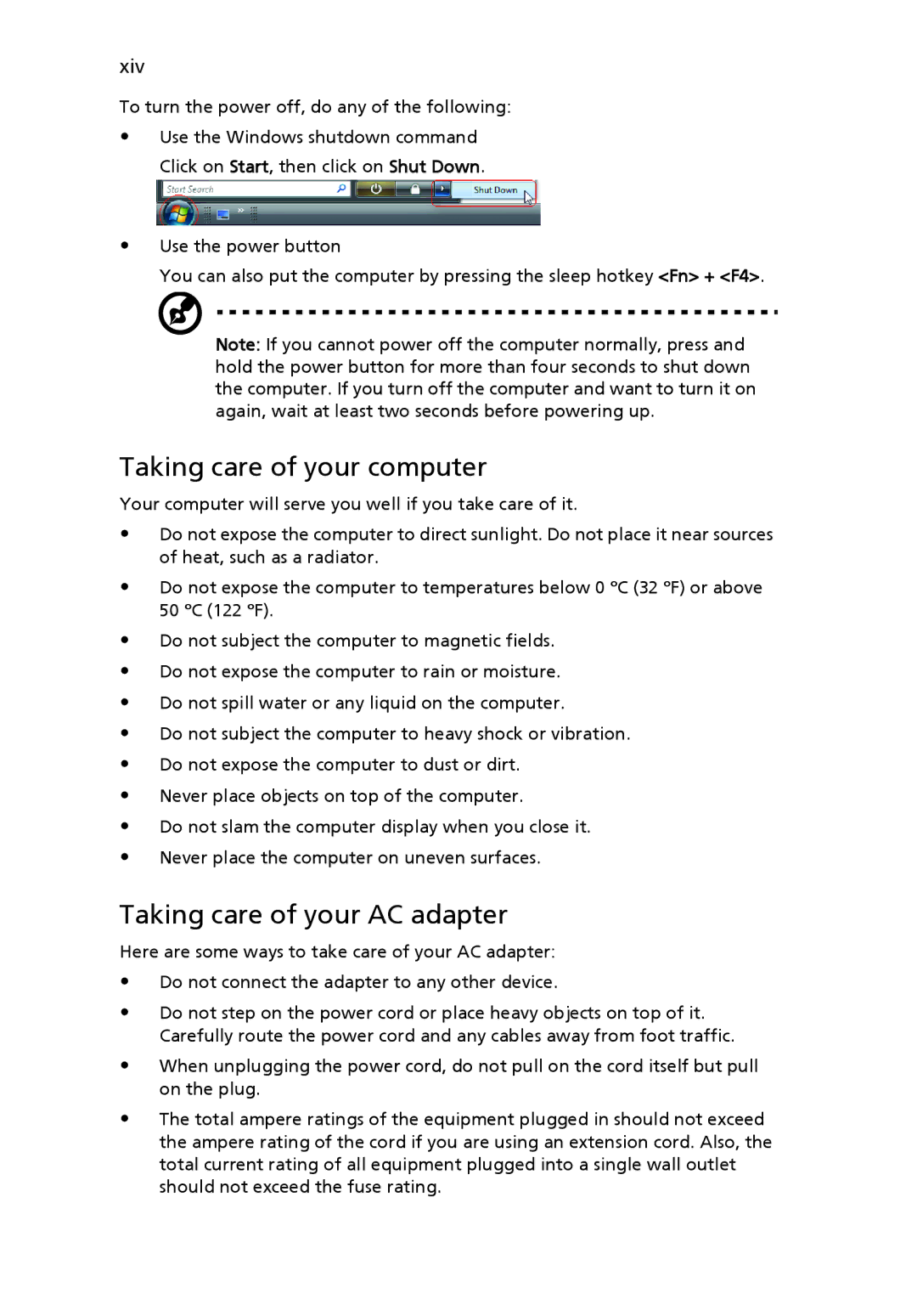 Acer 6492G, 6492 Series manual Taking care of your computer, Taking care of your AC adapter 