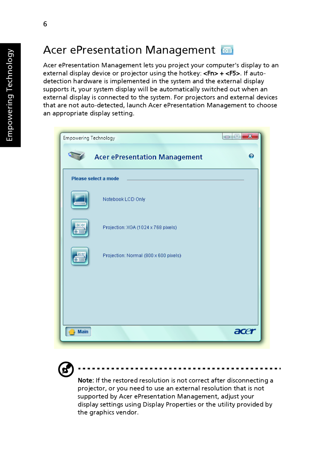 Acer 6492G, 6492 Series manual Acer ePresentation Management 