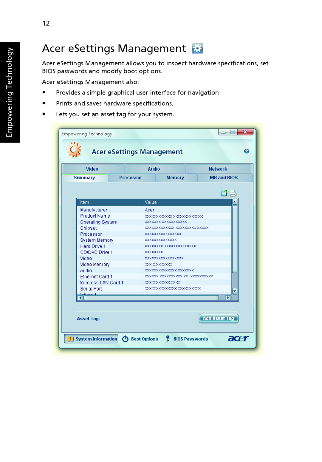 Acer 6492G, 6492 Series manual Acer eSettings Management 