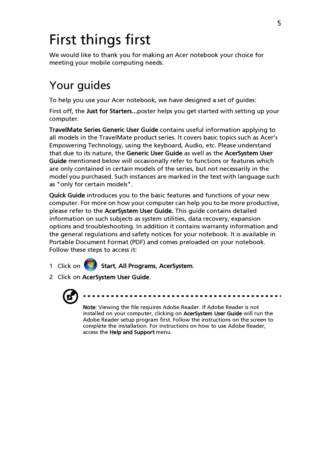 Acer 6493 Series manual First things first, Your guides 