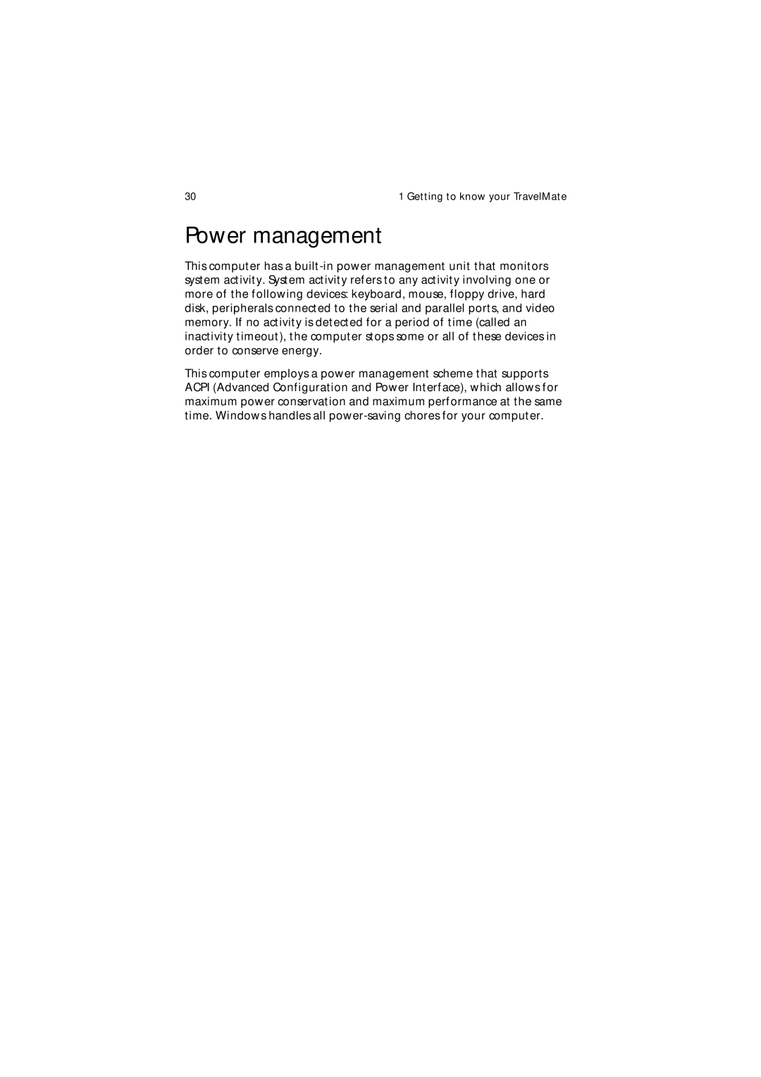 Acer 650 Series manual Power management 