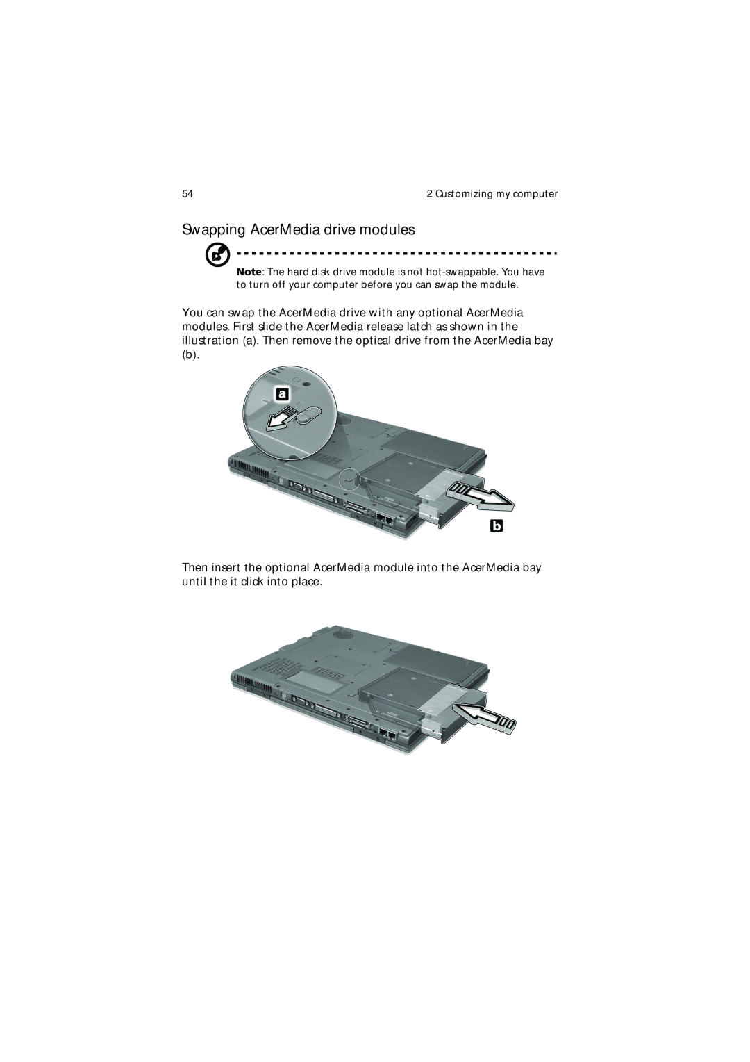 Acer 650 Series manual Swapping AcerMedia drive modules 