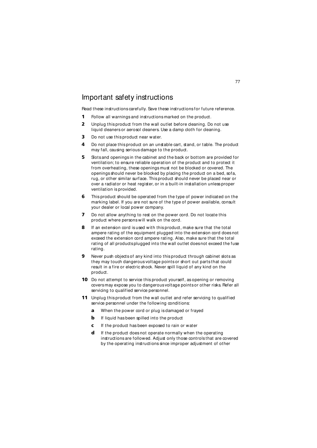 Acer 650 Series manual Important safety instructions 