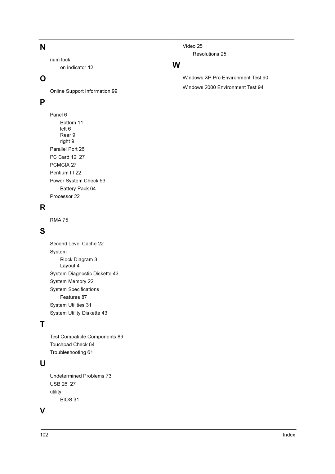 Acer 650 manual Index 