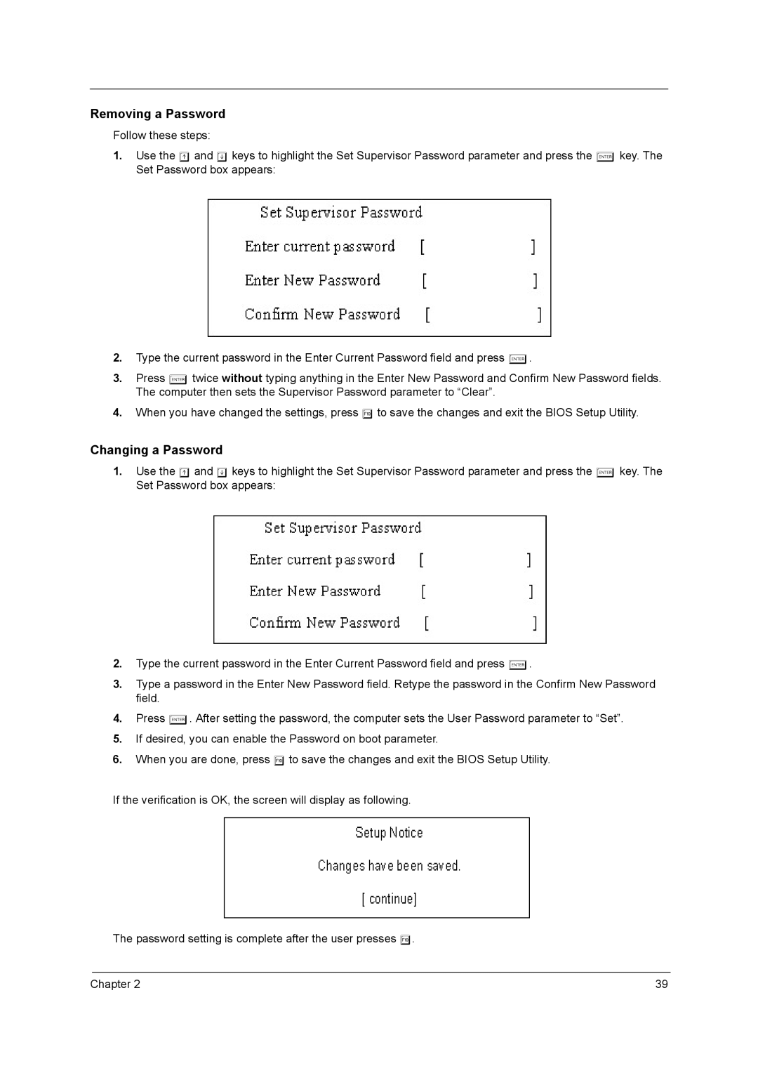 Acer 650 manual Removing a Password 