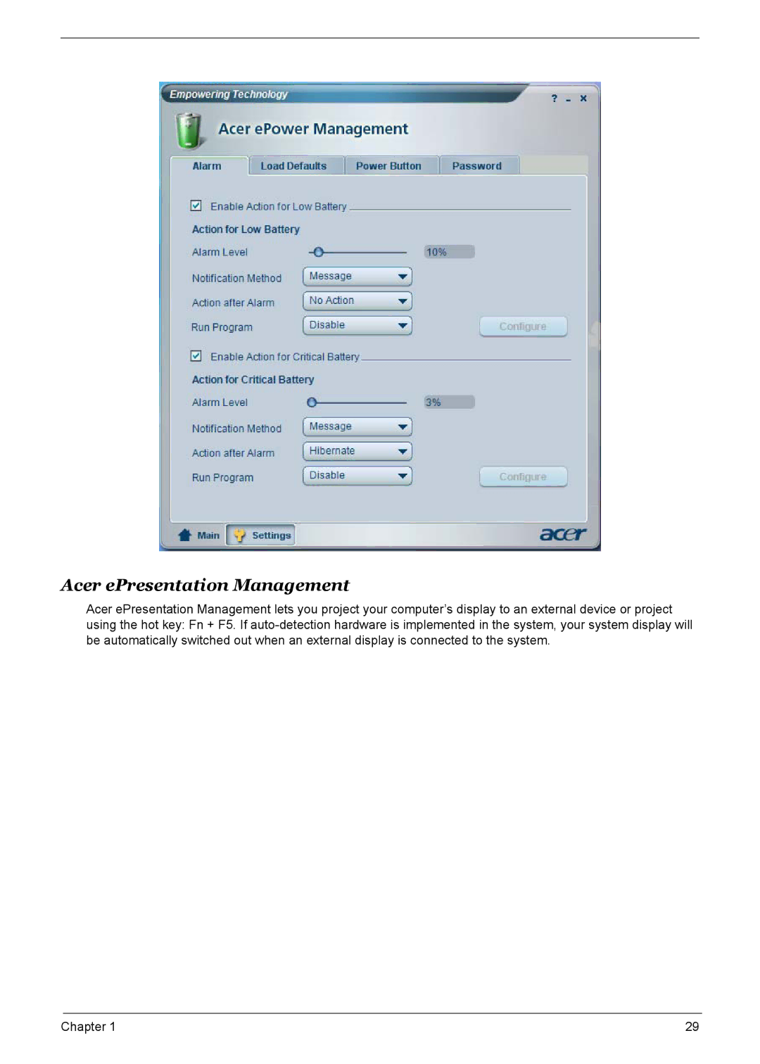 Acer 9510, 6500, 9520 manual Acer ePresentation Management 