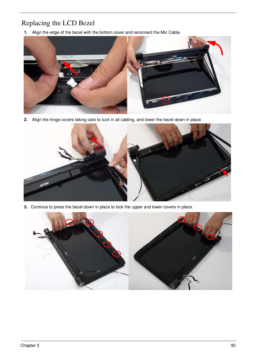 Acer 6530 manual Replacing the LCD Bezel 