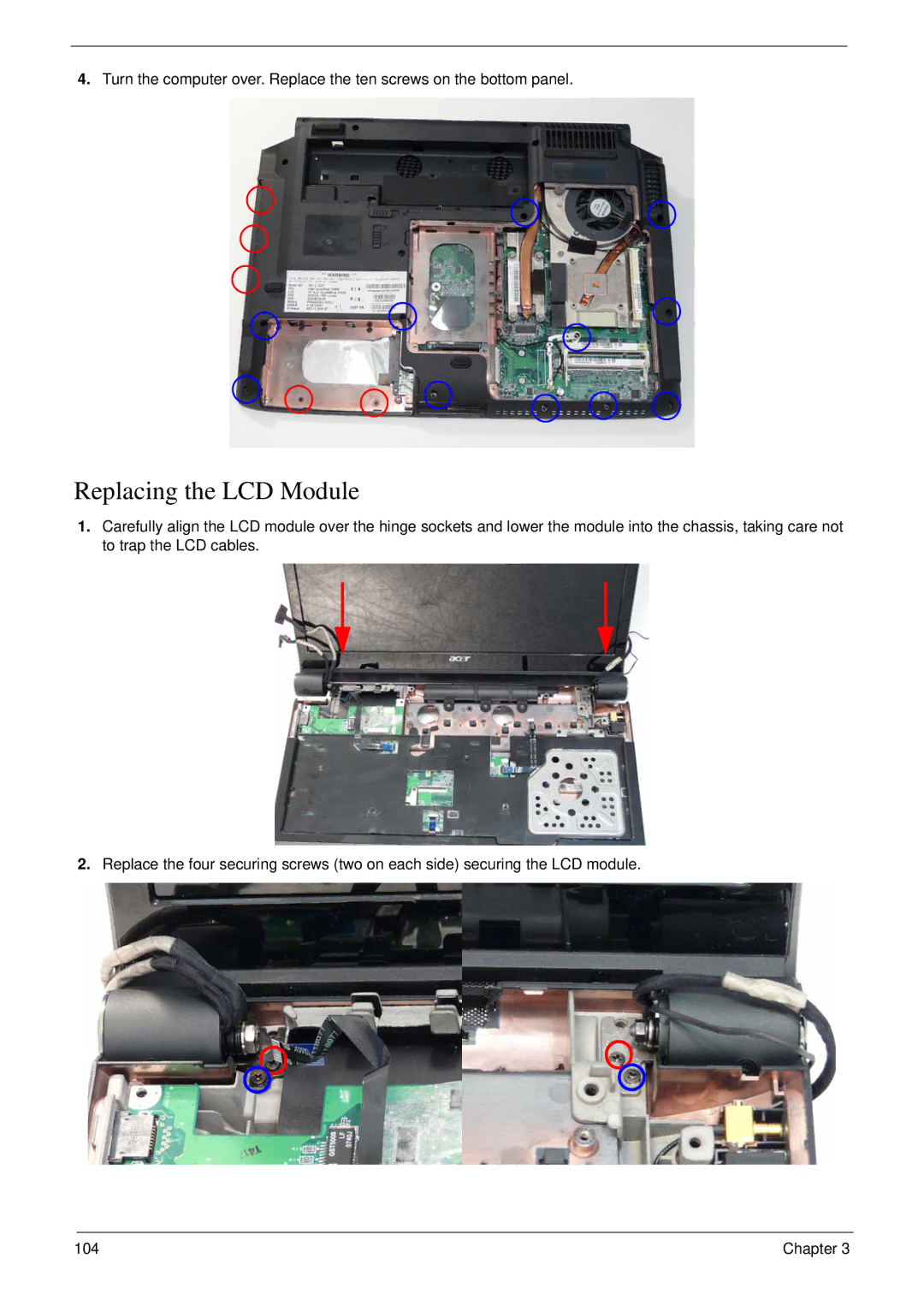 Acer 6530 manual Replacing the LCD Module 