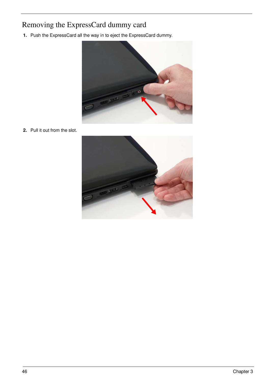 Acer 6530 manual Removing the ExpressCard dummy card 