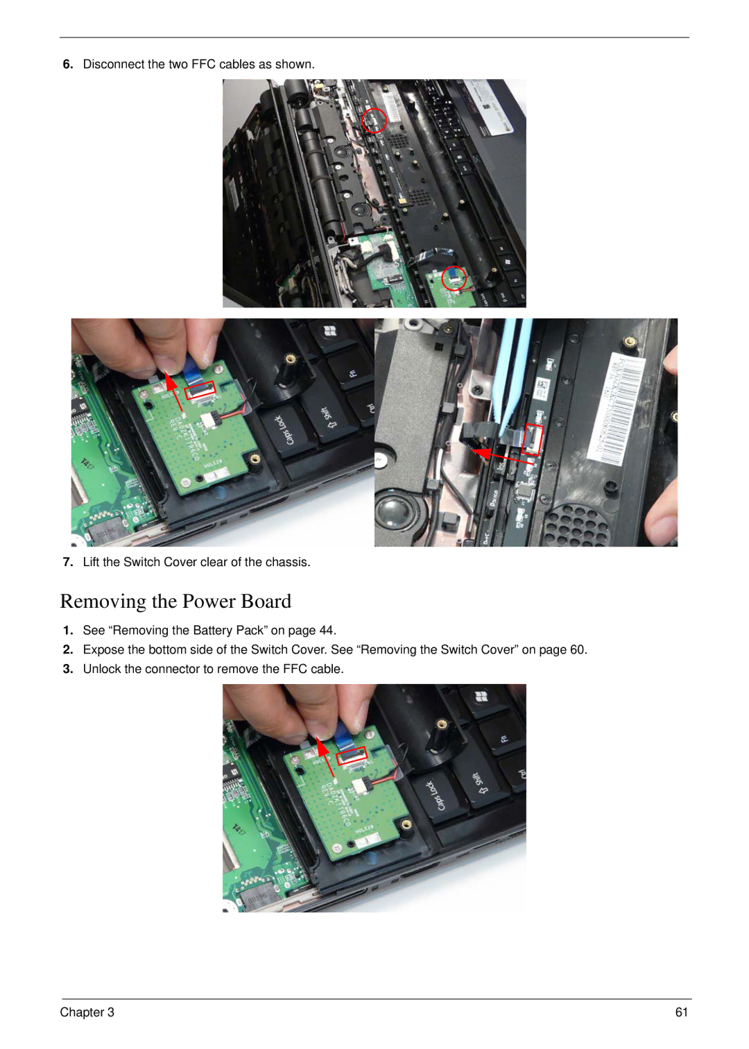 Acer 6530 manual Removing the Power Board 