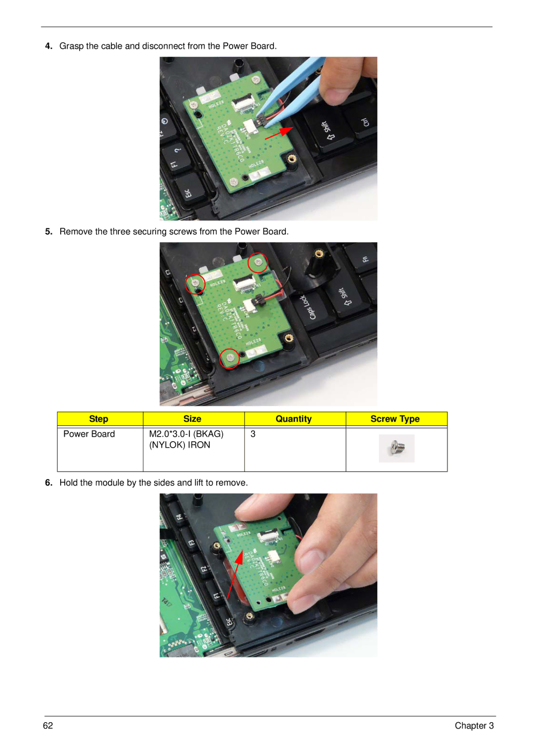 Acer 6530 manual Power Board M2.0*3.0-I Bkag 