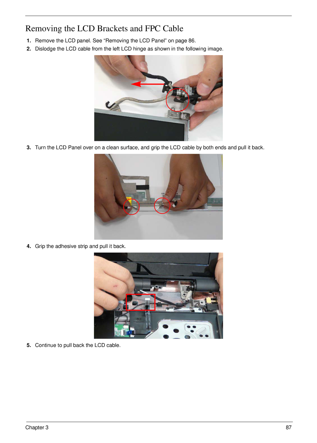 Acer 6530 manual Removing the LCD Brackets and FPC Cable 